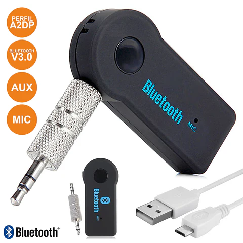 RECEPTOR ÁUDIO BLUETOOTH COM ADAPTADOR AUX
