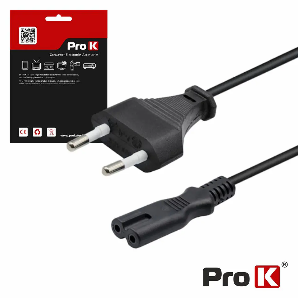 Cabo Alimentação AC Plano / Tipo 8 IEC C7 1.5m PROK 1
