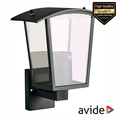 Candeeiro Parede 1xE27 Preto IP44 AVIDE