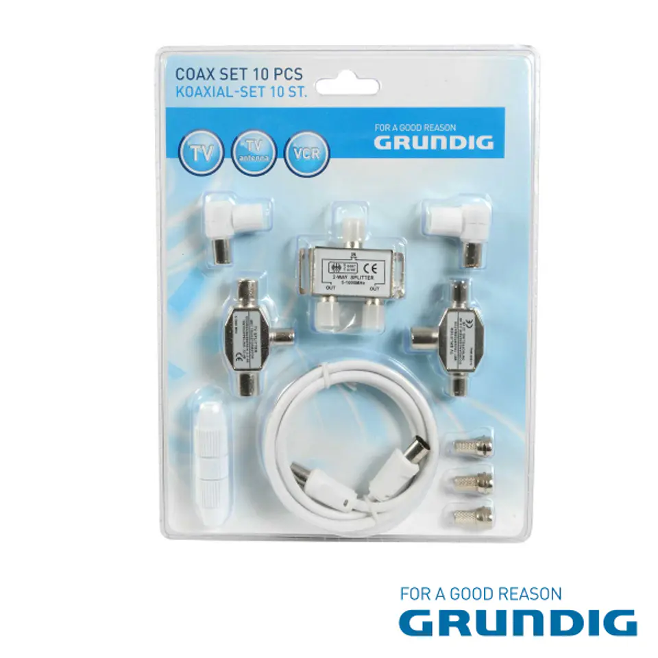 KIT CABO COAXIAL COM FICHAS BLISTER 10 PCS GRUNDIG 1