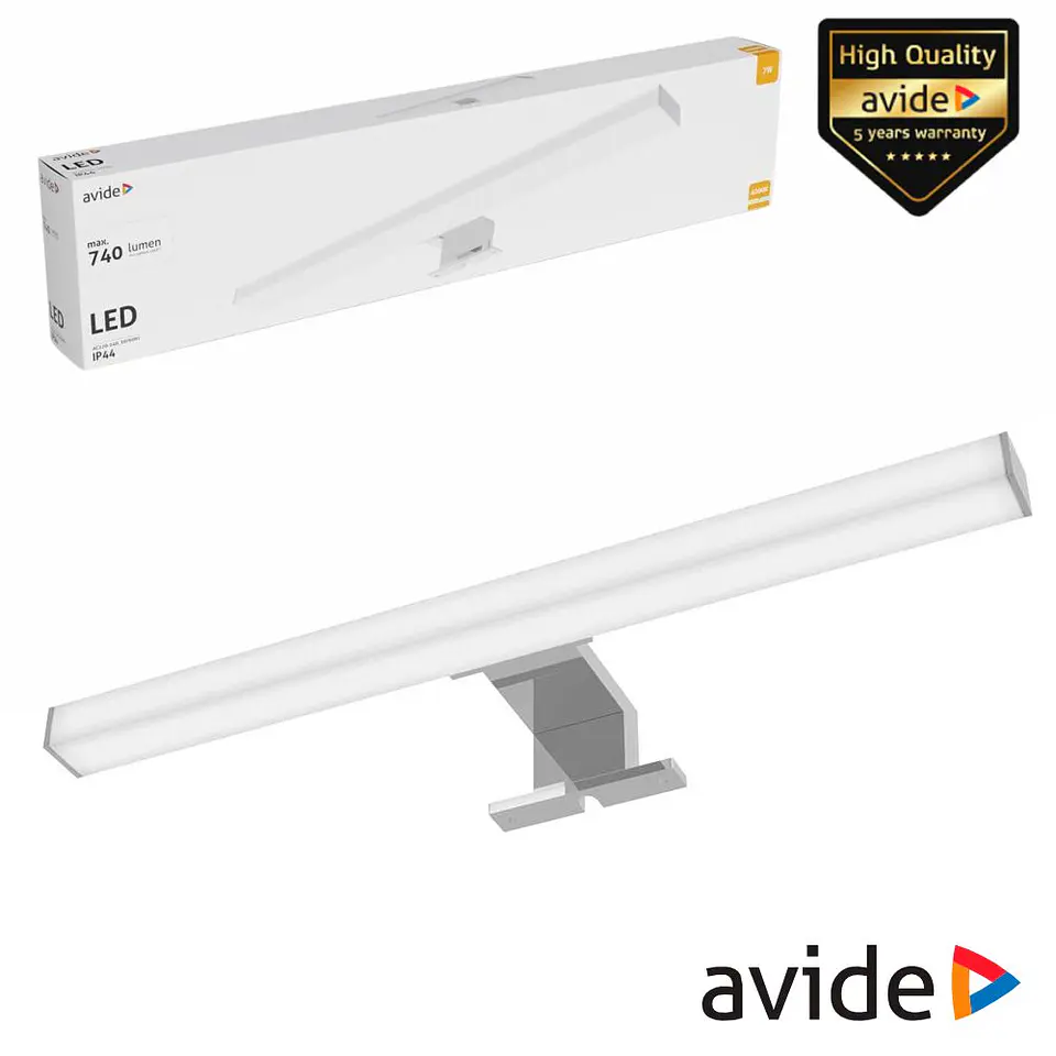 Candeeiro LED 7W 740lm 500mm 4000K IP44 Cromado AVIDE 1