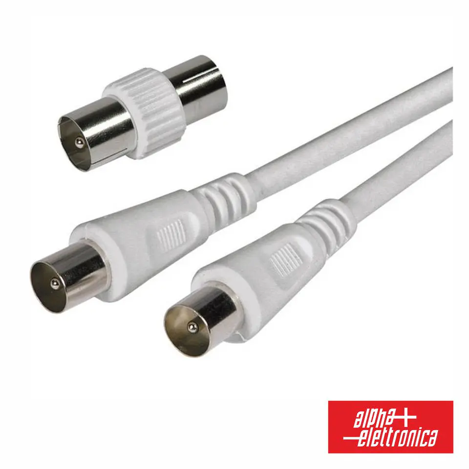 CABO COAXIAL MACHO/FÊMEA + ADAPTADOR BRANCO 2M 1