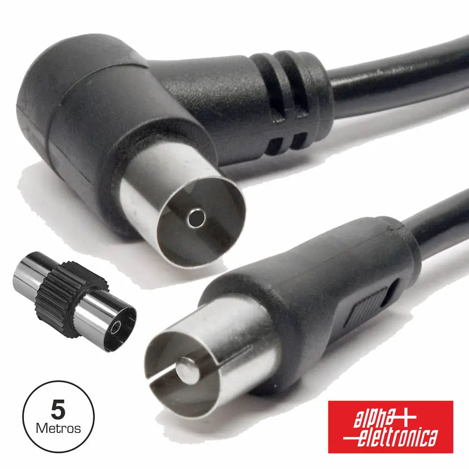 CABO COAXIAL MACHO/FÊMEA PRETO 5M ANGULAR 90º 1