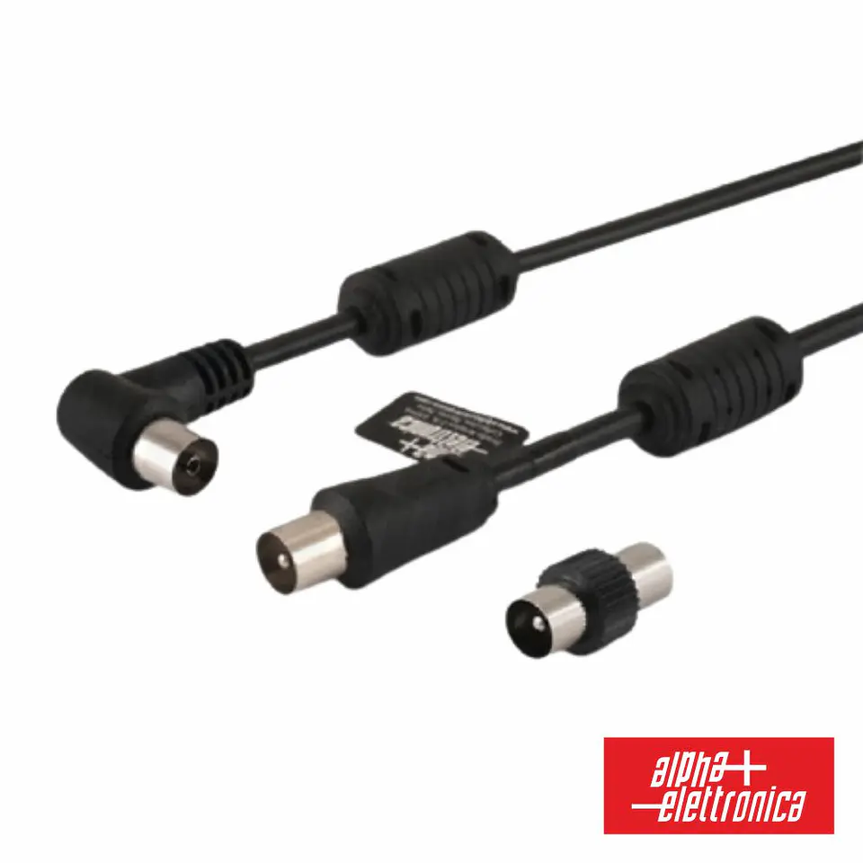 Cabo Coaxial Macho / Fêmea 90º Preto 2m COM Filtro ALPHA 1