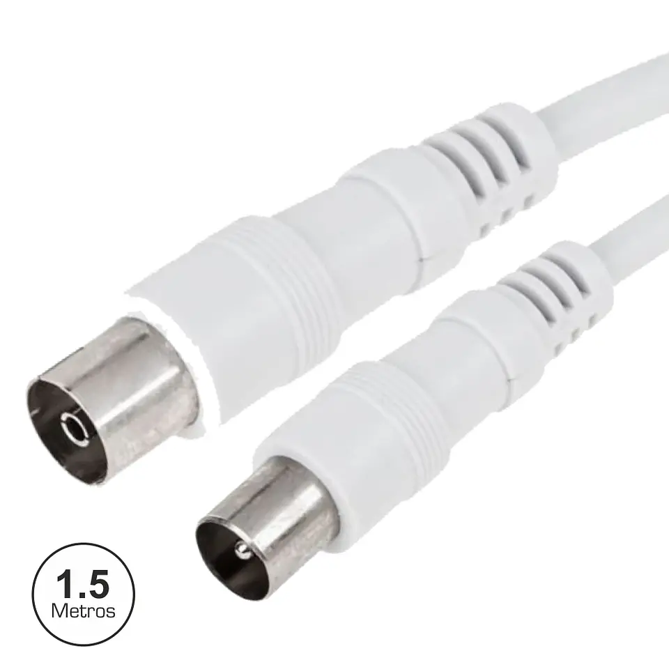 CABO COAXIAL MACHO/FÊMEA BRANCO 1.5M 1