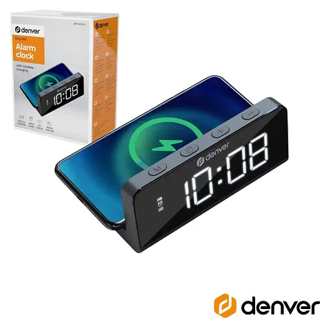 Relógio Despertador COM Carregador Indução QI 10W DENVER