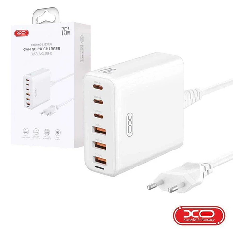 Alimentador 3x USB-A 3x USB-C PD 75W GaN XO