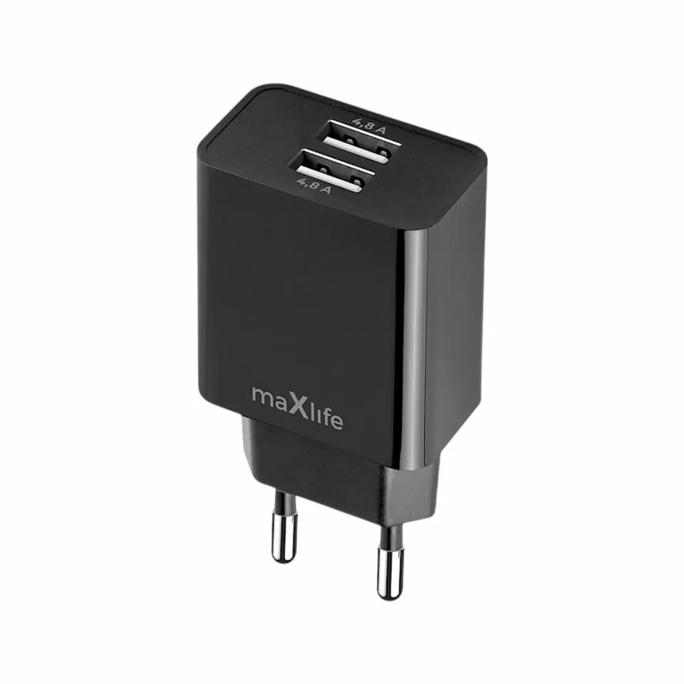 Alimentador Comutado 2xUSB-A 4.8A Preto MAXLIFE 1