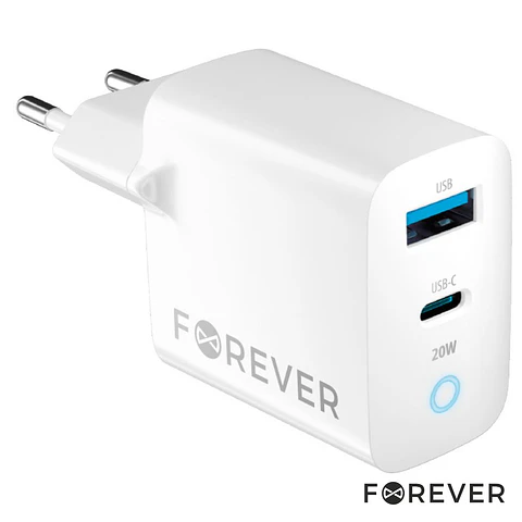 Alimentador Comutado 1xUSB-COM1xUSB-A PD/QC 20W FOREVER
