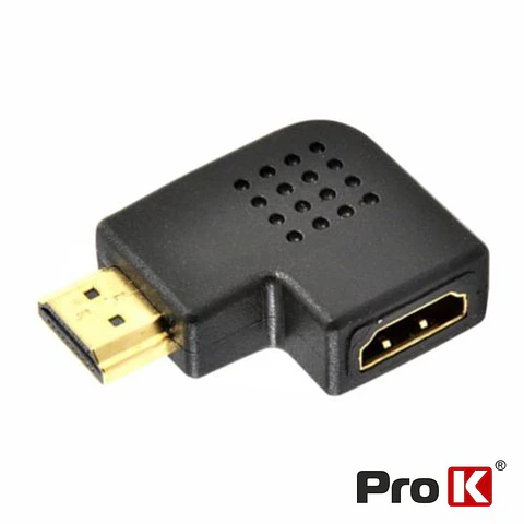 Ficha Adaptadora HDMI Macho / Fêmea Ângular 90º PROK