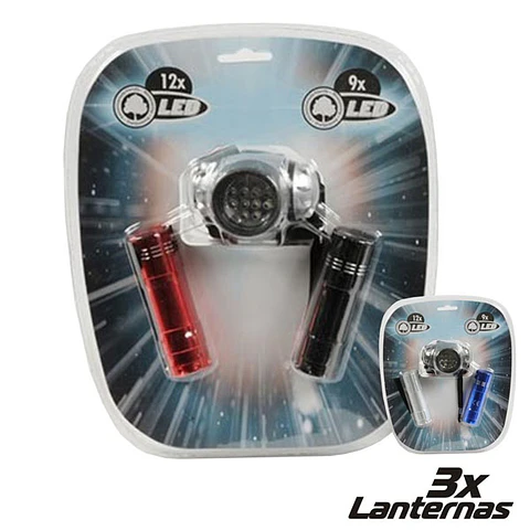 CONJUNTO 3 LANTERNAS 2 x 9 LEDS + 1 x 12 LEDS