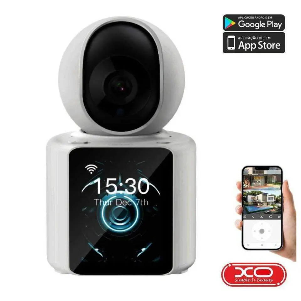 Câmara VigiLância IP COM Display 1080p WiFi XO 1
