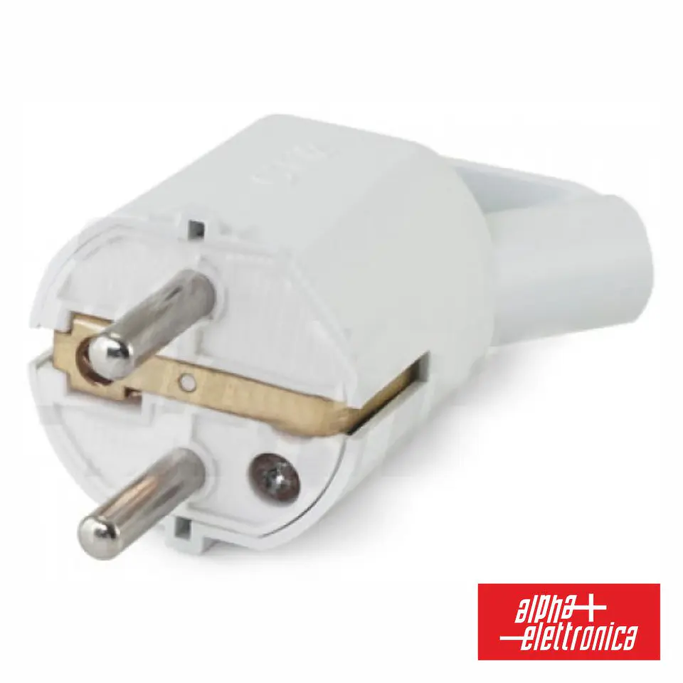 FICHA SCHUKO MACHO COM TERRA 250V BRANCO 1