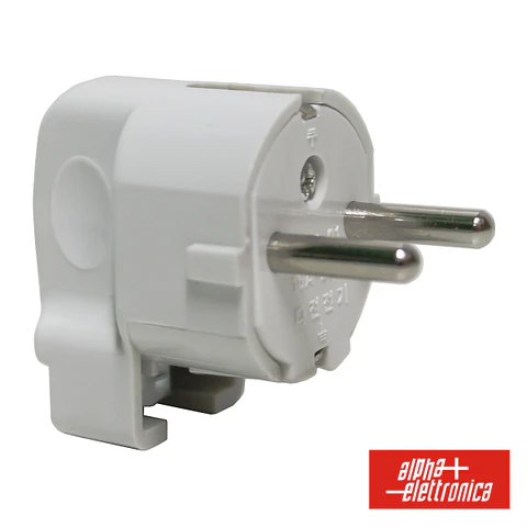 FICHA SCHUKO MACHO COM TERRA LATERAL 220V BRANCO