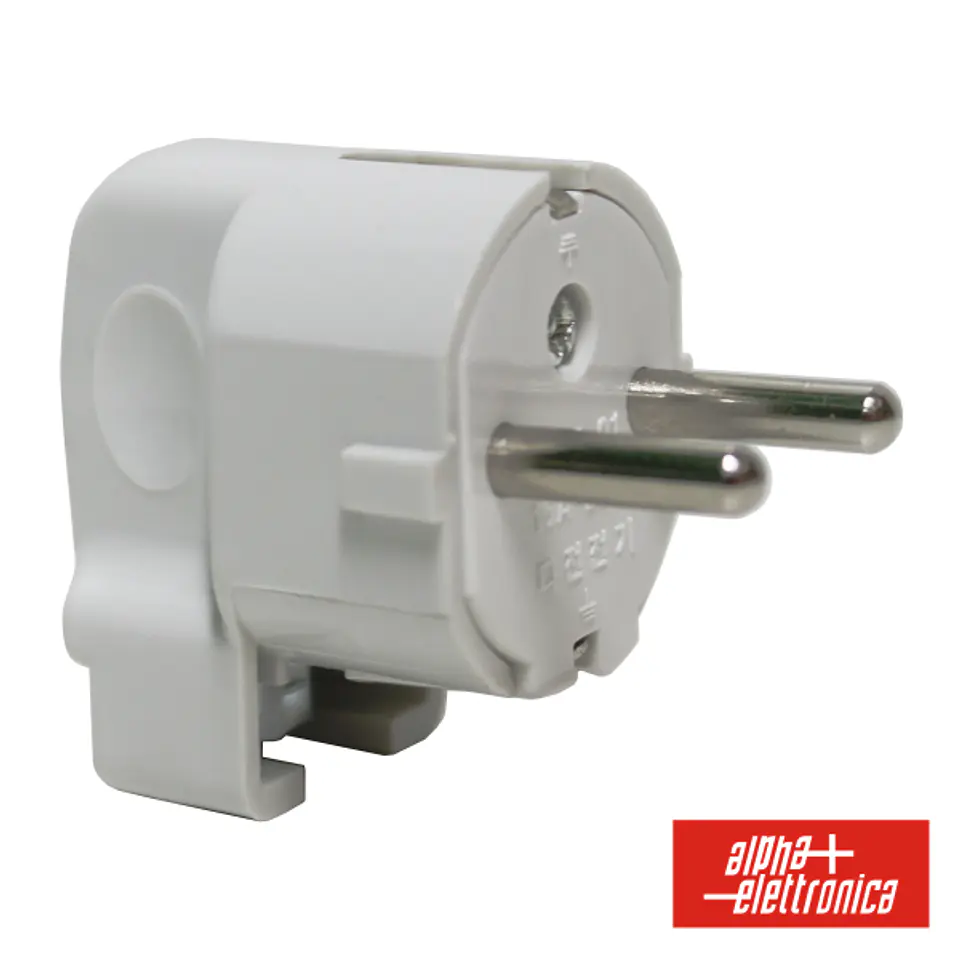 FICHA SCHUKO MACHO COM TERRA LATERAL 220V BRANCO 1