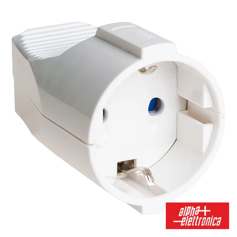 FICHA SCHUKO FÊMEA COM TERRA 250V BRANCA