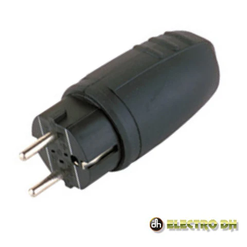 FICHA SCHUKO MACHO IMPERMEAVEL COM TERRA 16A 220V PRETA EDH