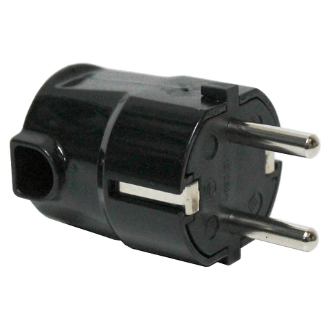 FICHA SCHUKO MACHO COM TERRA LATERAL 220V PRETA