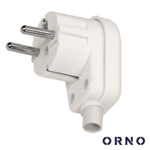 Ficha Schuko Ângular 90º Macho 16A Branca ORNO