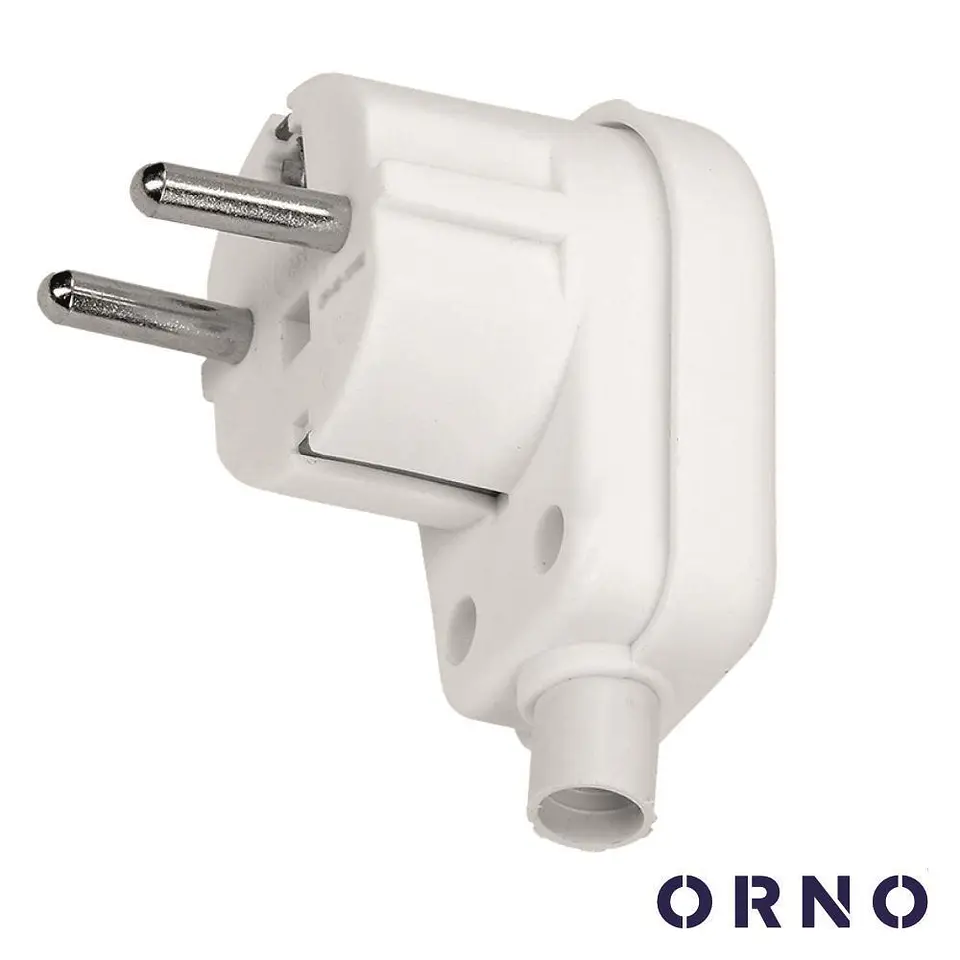 Ficha Schuko Ângular 90º Macho 16A Branca ORNO 1
