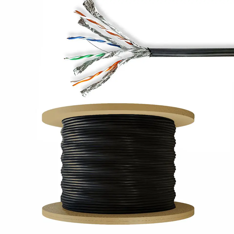 Cabo SEMFTP CAT7 AWG24 Rígido 100m Exterior Preto 1