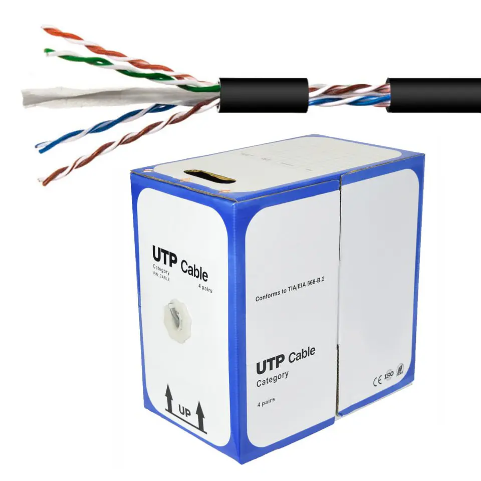 Cabo UTP CAT6 4xAWG23 Rígido p/ Exterior 305m Preto 1