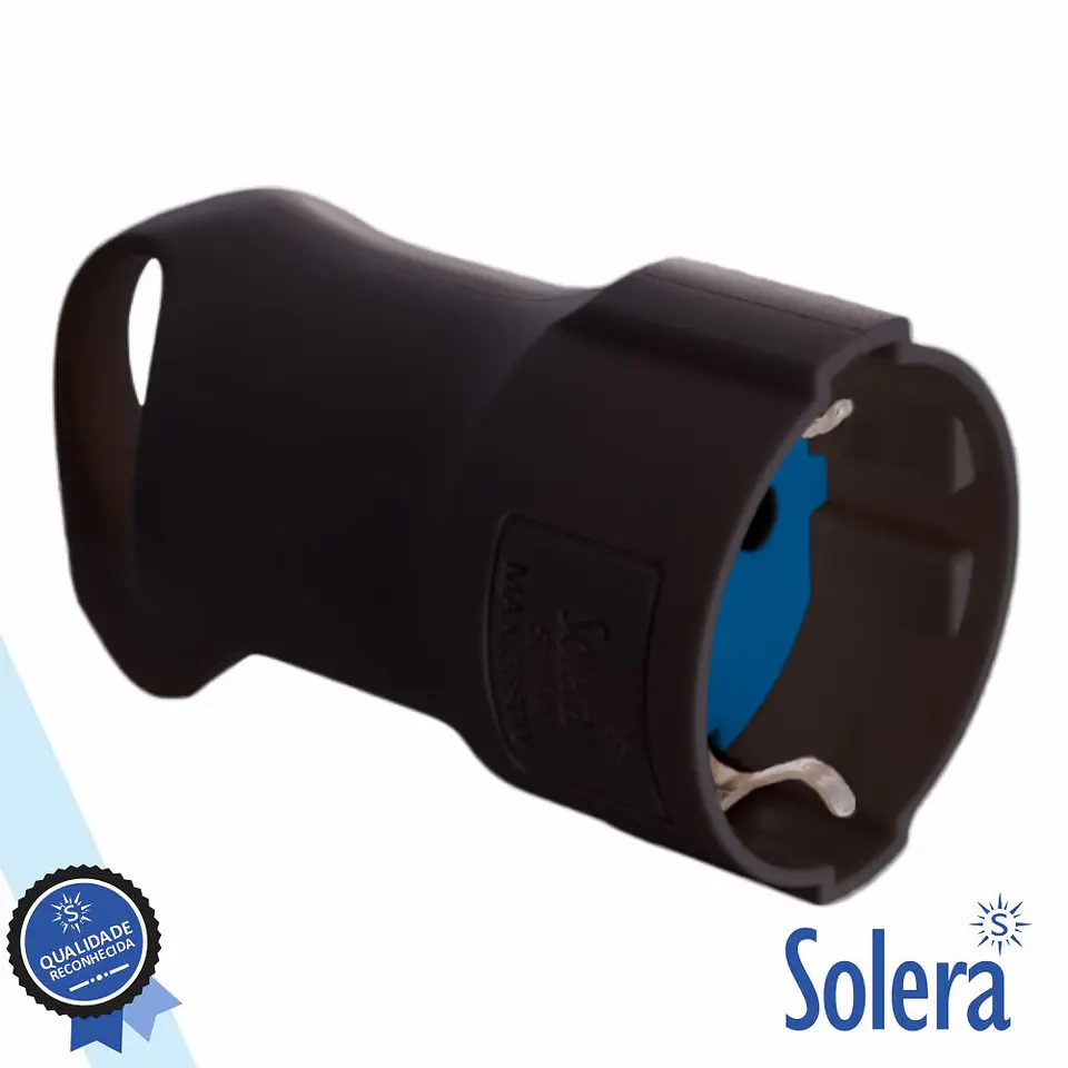 Ficha Schuko Fêmea 2P+E 16A 250V Preto SOLERA 1