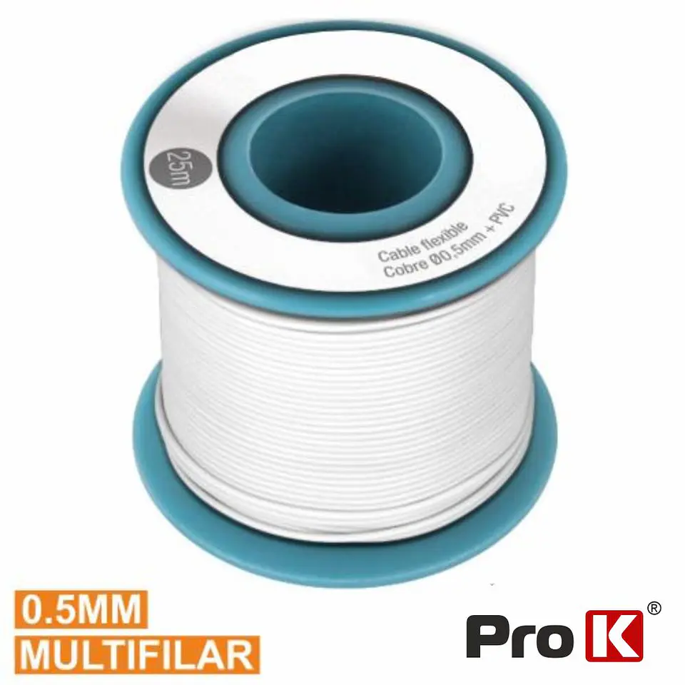 CABO MULTIFILAR BRANCO 0.5MM ROLO 25M PROK 1