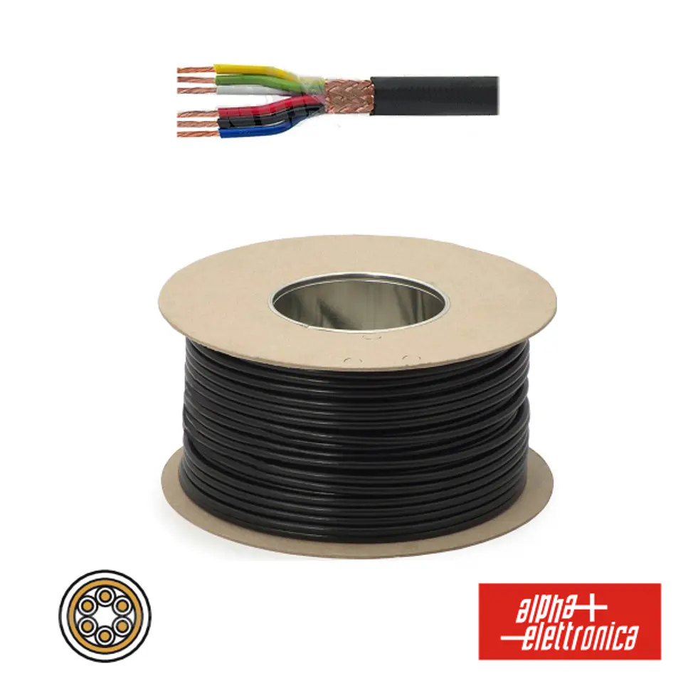 CABO ELETRONICA 6 CONDUTORES + MALHA 6x0.22 Â°5.60 PRETO 1