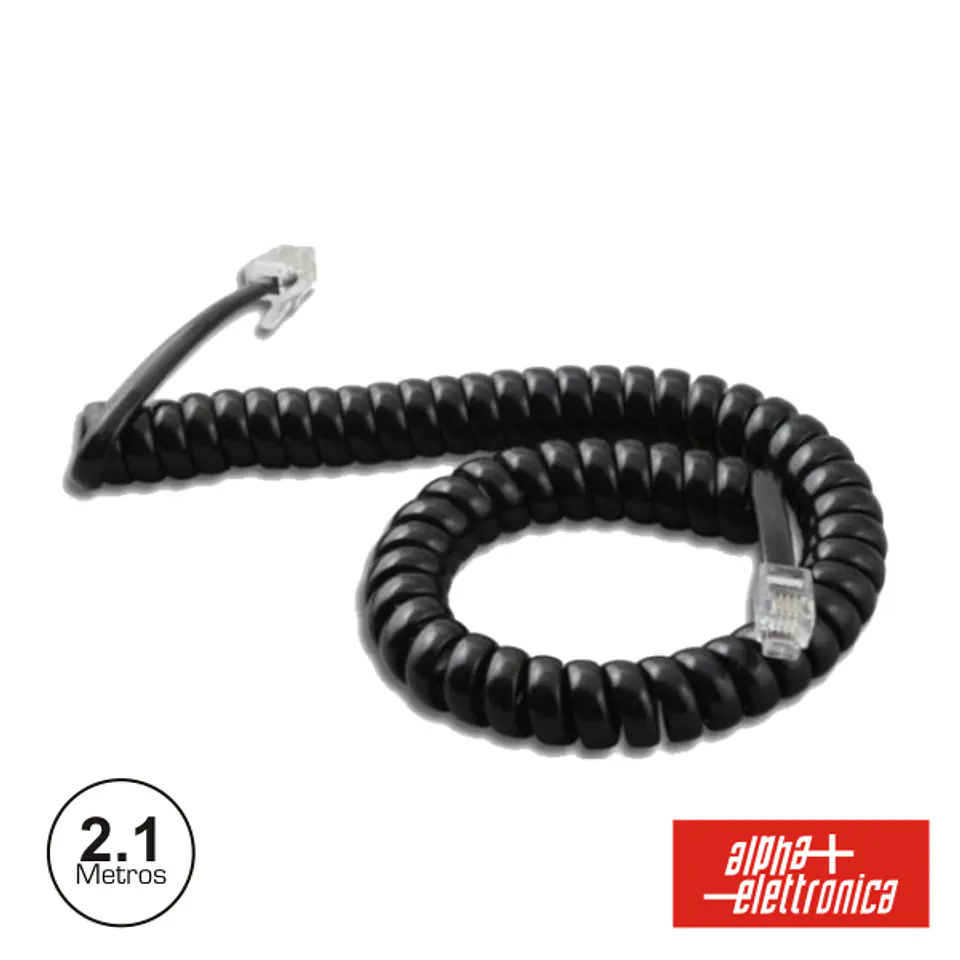 CABO TELEFONE 4P4C ESPIRAL PRETO 2.1M 1
