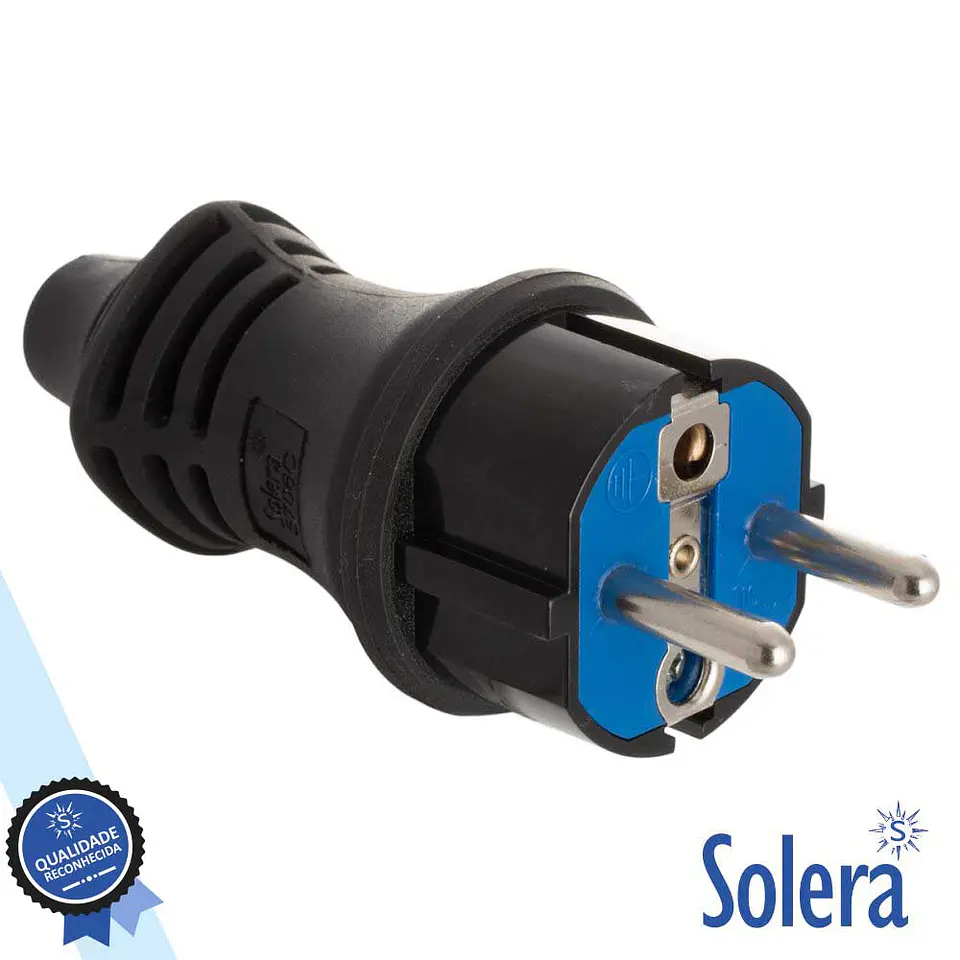 FICHA SCHUKO MACHO 16A/250V PRETA IP44 SOLERA 1