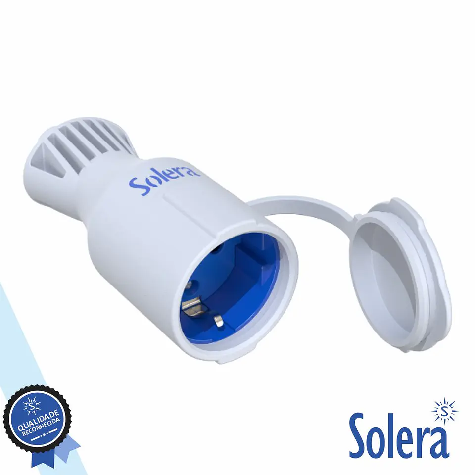 Ficha Schuko Fêmea 16A/250V COM Tampa IP44 Branco SOLERA 1