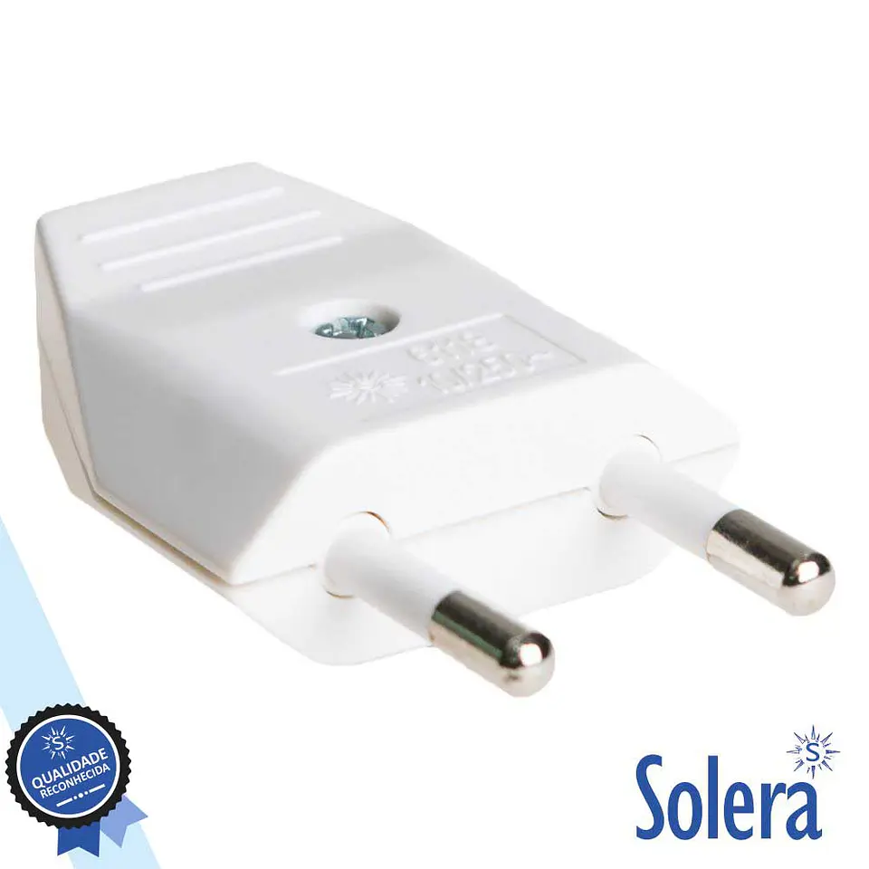 FICHA ALIMENTAÇÃO AC PLANA MACHO BRANCA 250V SOLERA 1