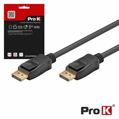 Cabo Displayport 4K Macho / Macho Preto 2m PROK