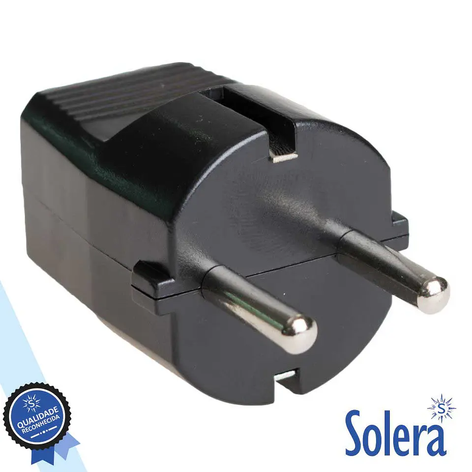 FICHA SCHUKO MACHO COM TERRA 250V PRETA SOLERA 1