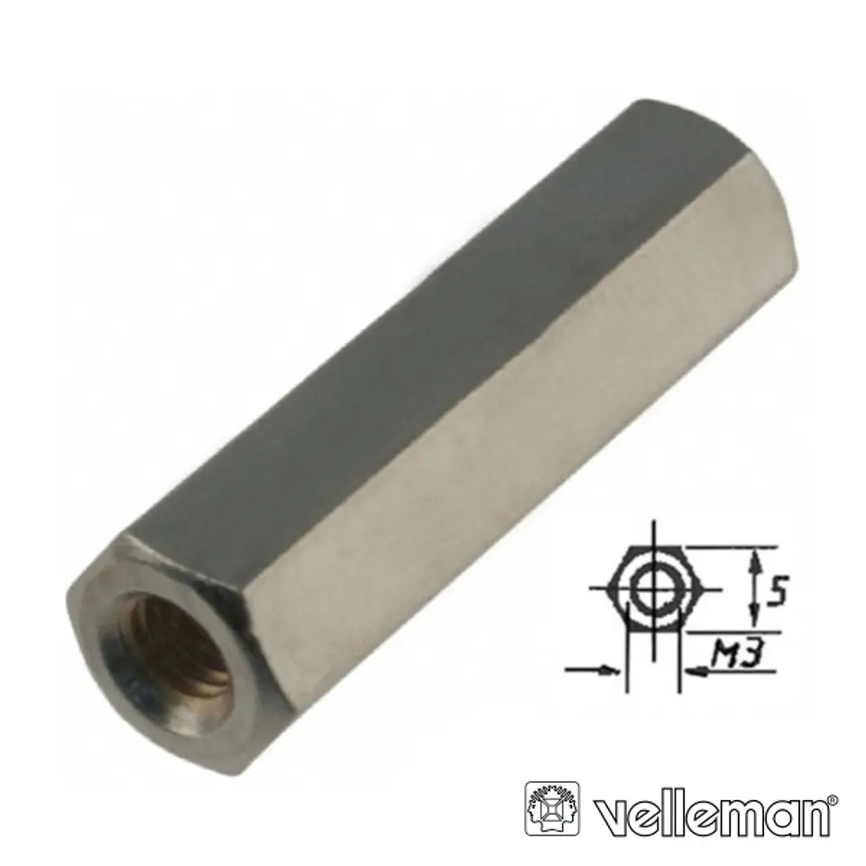 SEPARADOR CIRCUITO IMPR HEXAGONAL METAL 20MM M3 FÊMEA/FÊMEA 1