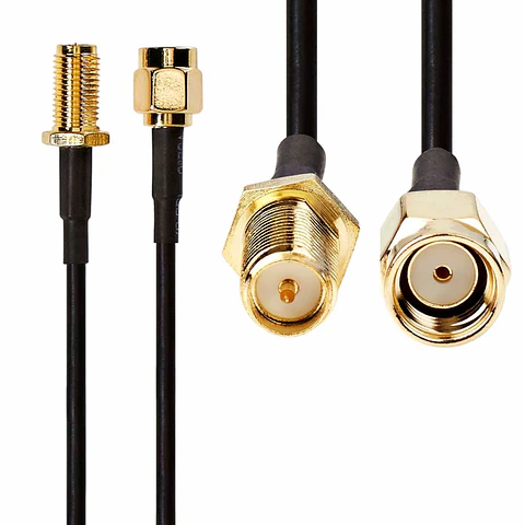 Cabo de Antena SMA Macho - SMA Fêmea 2m Preto