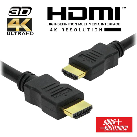 Cabo HDMI Dourado Macho / Macho 2.2 4K Preto 0.5m ALPHA