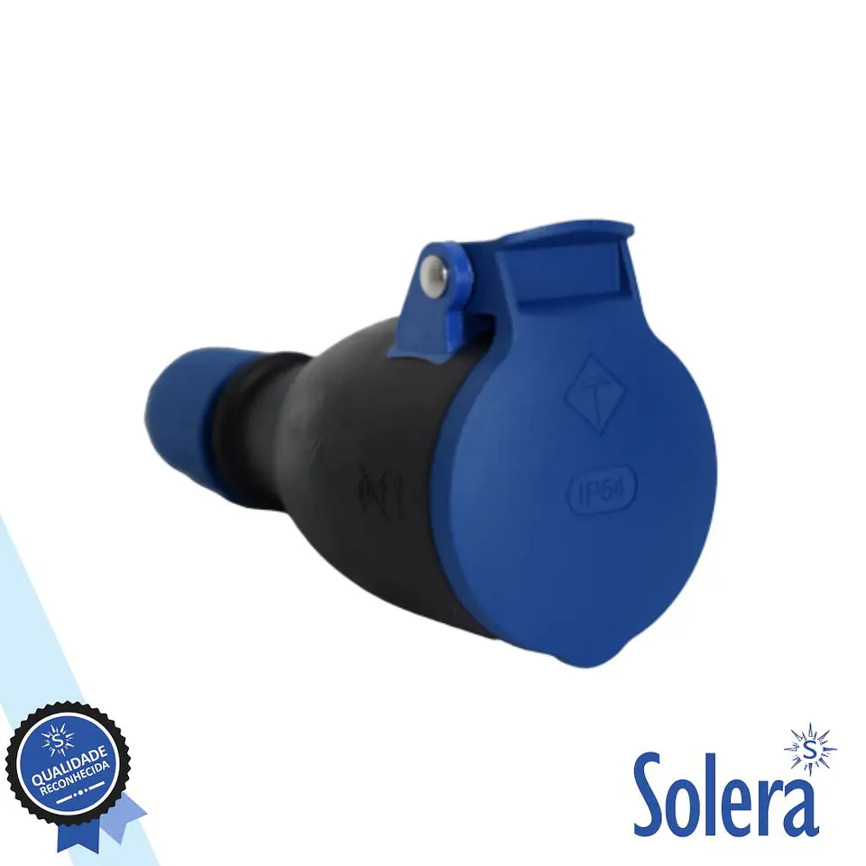 Ficha Schuko Fêmea 16a/250v IP54 Preta SOLERA 1
