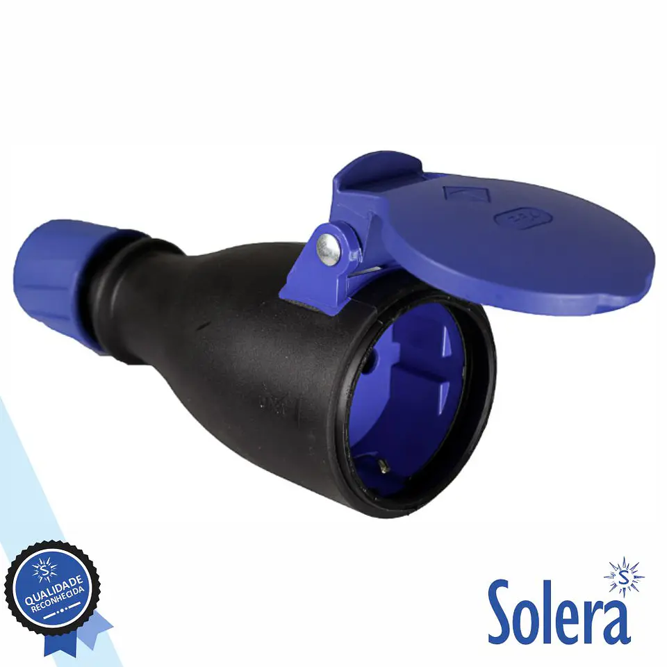 Ficha Schuko Fêmea 16a/250v IP54 Preta SOLERA 1