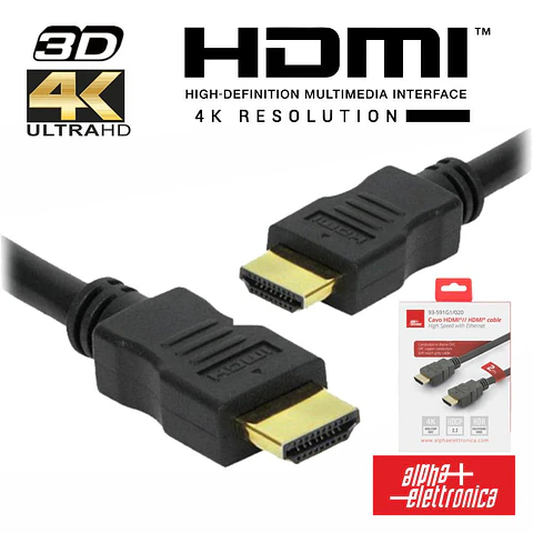 Cabo HDMI Dourado Macho / Macho 2.2 4K Preto 2m ALPHA
