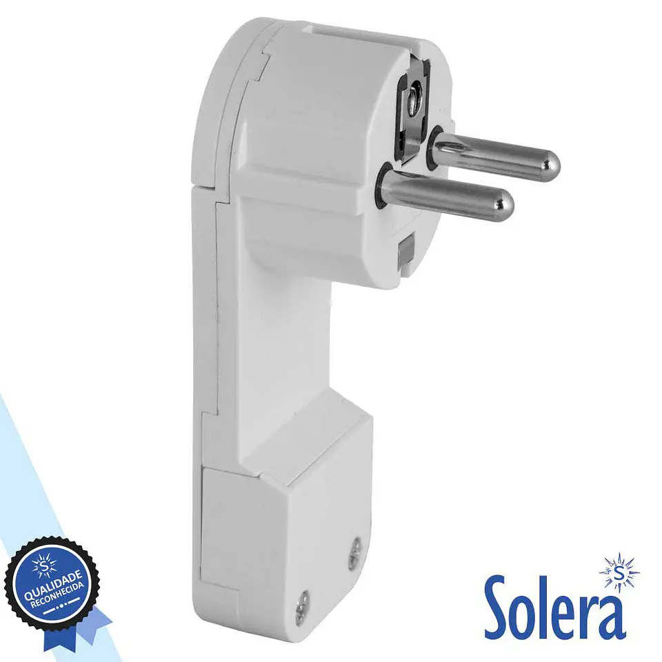 FICHA SCHUKO MACHO COM TERRA ANEL EXTRAÇÃO 220V BRANCO SOLERA 1
