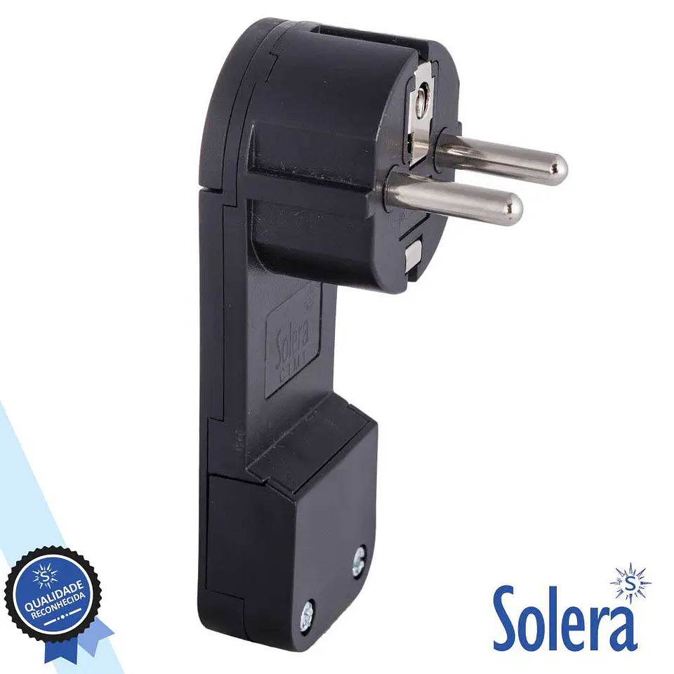 FICHA SCHUKO MACHO COM TERRA ANEL EXTRAÇÃO 220V PRETA SOLERA 1