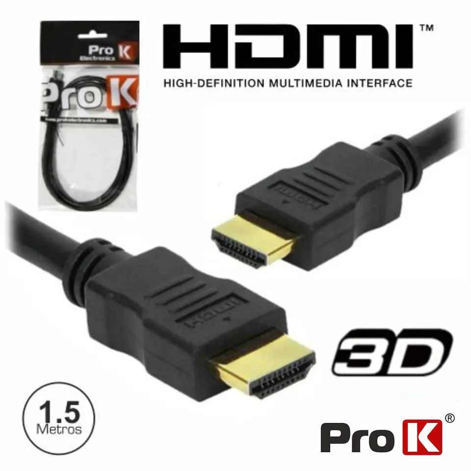 CABO HDMI DOURADO MACHO / MACHO 1.4 PRETO 1.5M PROK 1