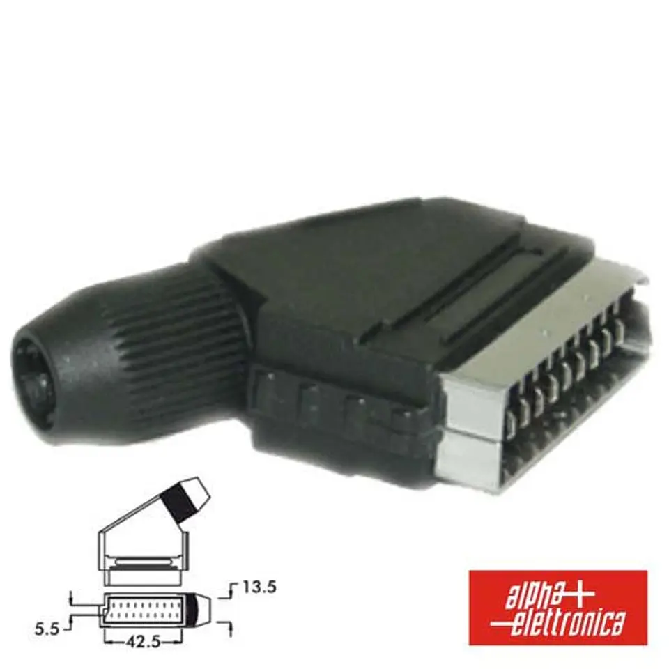 FICHA SCART MACHO DE 21P TERMINAIS DE SOLDAR 1