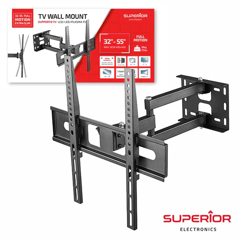 SUPORTE LCD/LED 32/55" COM 2 BRAÇOS SLIM VESA 400/400 35KG