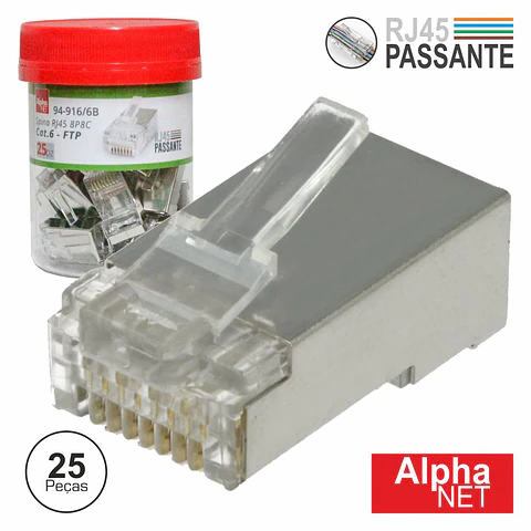 FICHA RJ45 MODELAR 8P8C CAT6 PASSANTE