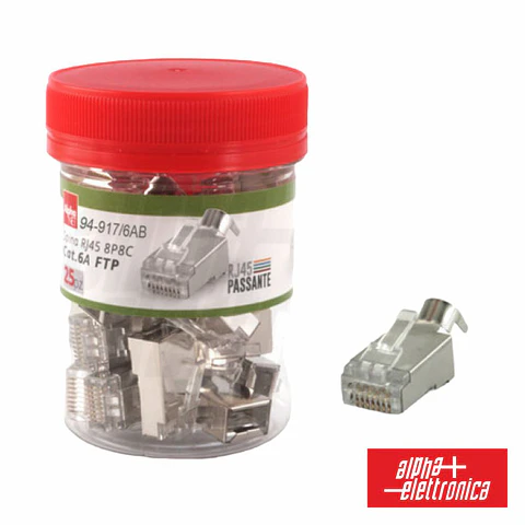 Ficha RJ45 de Cravar Blindada 8p8c CAT6A FTP Passante