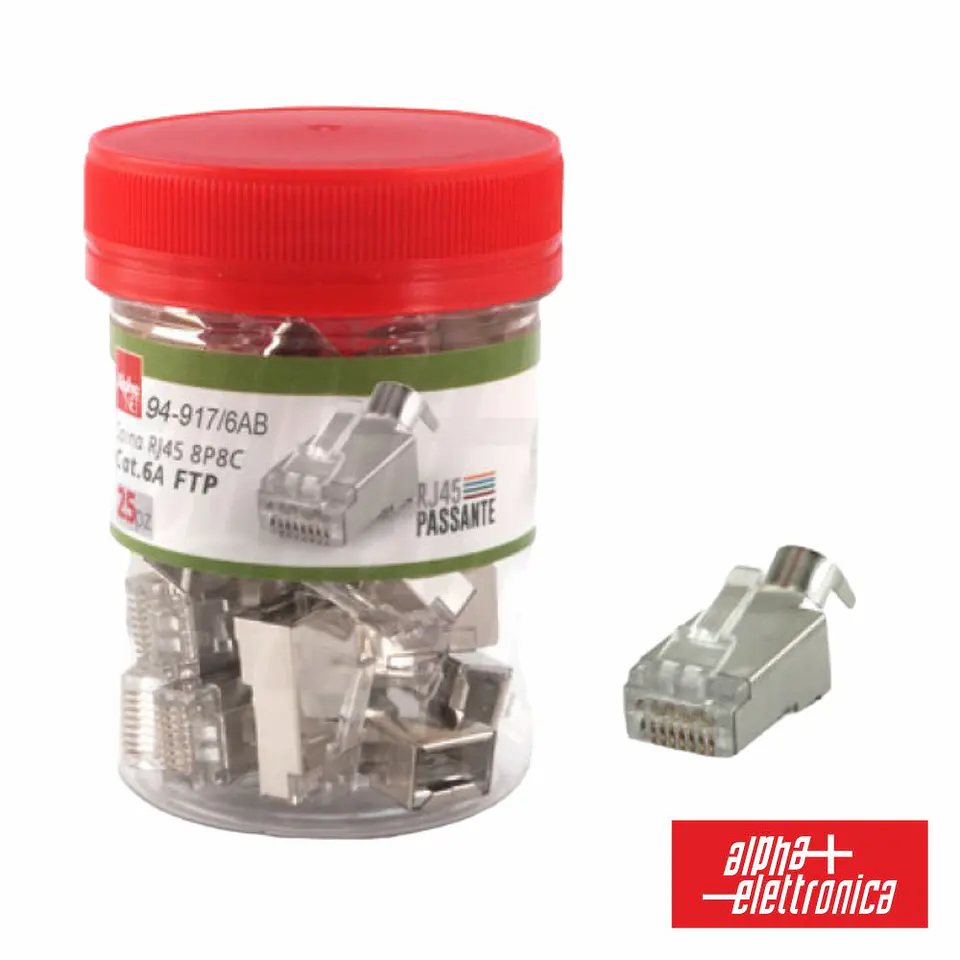 Ficha RJ45 de Cravar Blindada 8p8c CAT6A FTP Passante 1