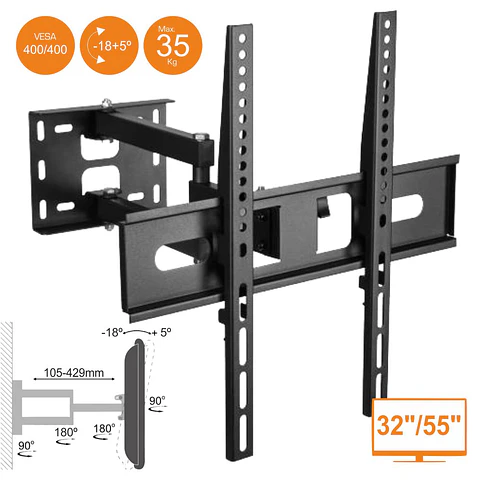 SUPORTE LCD/LED 32/55" COM 2 BRAÇOS VESA 400/400 35KG